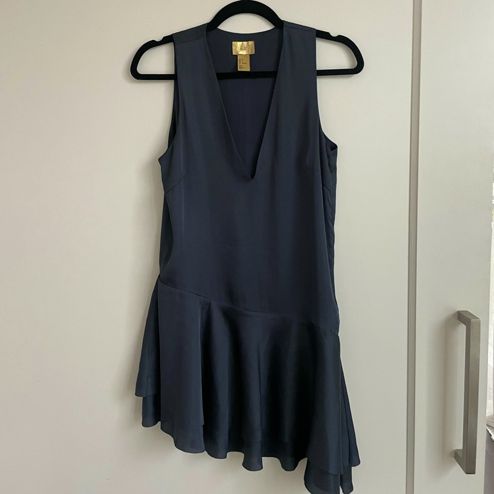 Silk Asymmetrical hem mini dress